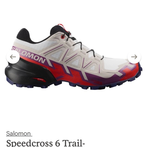 Salomon Shoes - Salomon Speedcross 6. Woman’s 8.5 w. White, red and purple trail running sneaker
